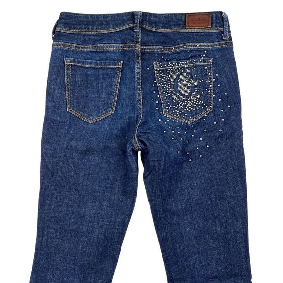Pre-Loved Guess Women Denim Skinny Blue Jeans Cotton Straight Leg Pants US 26 - Picture 2 of 16